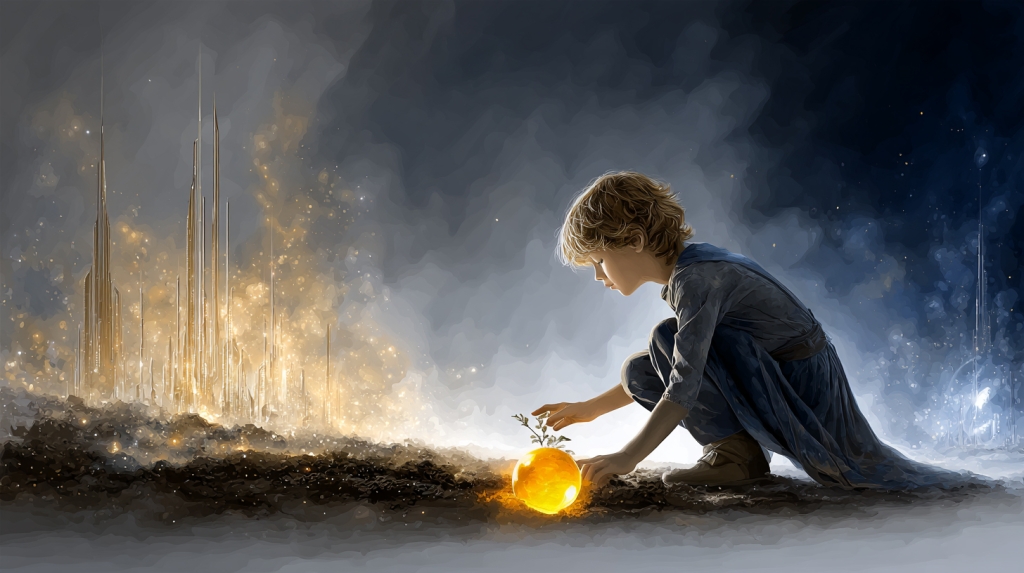 A Child Planting a Glowing Seed by Usha M Reddy
